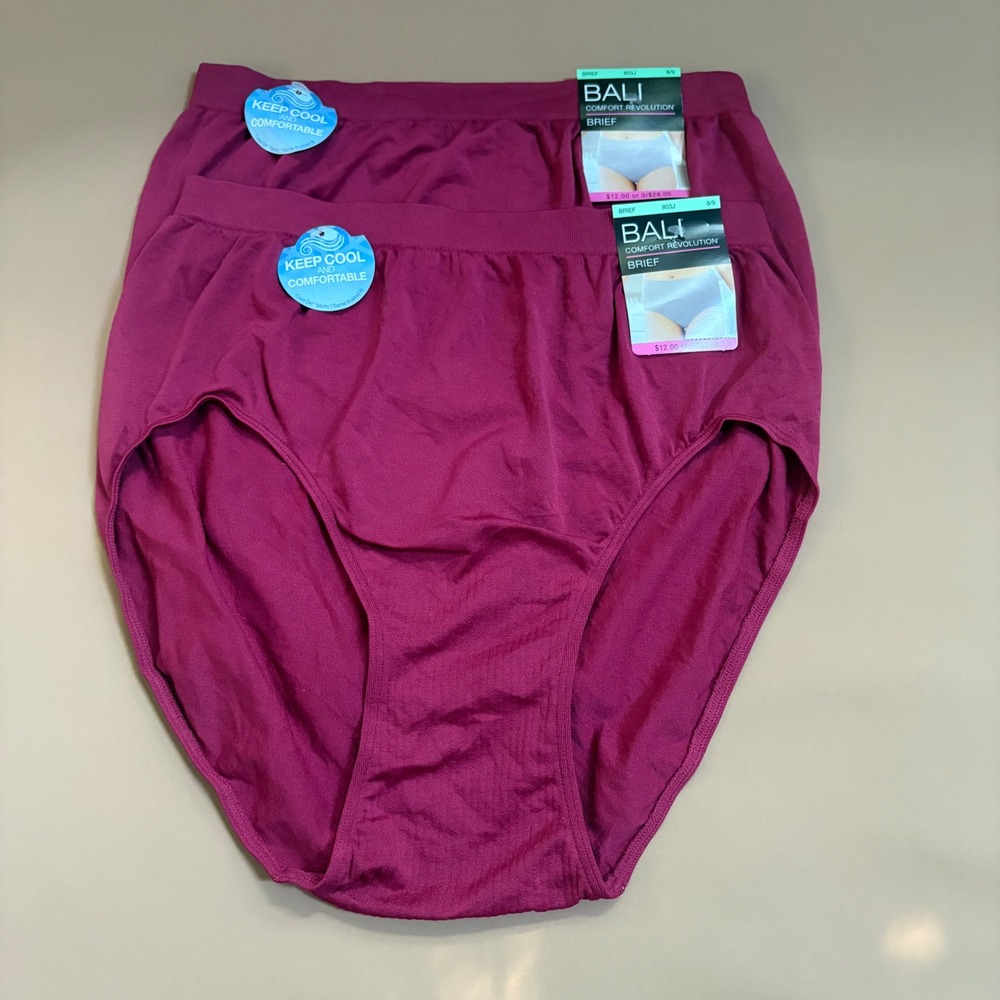 Bali Comfort Revolution Briefs 2PK Berry Pink Seamless Cool Dri 803J Size 8/9